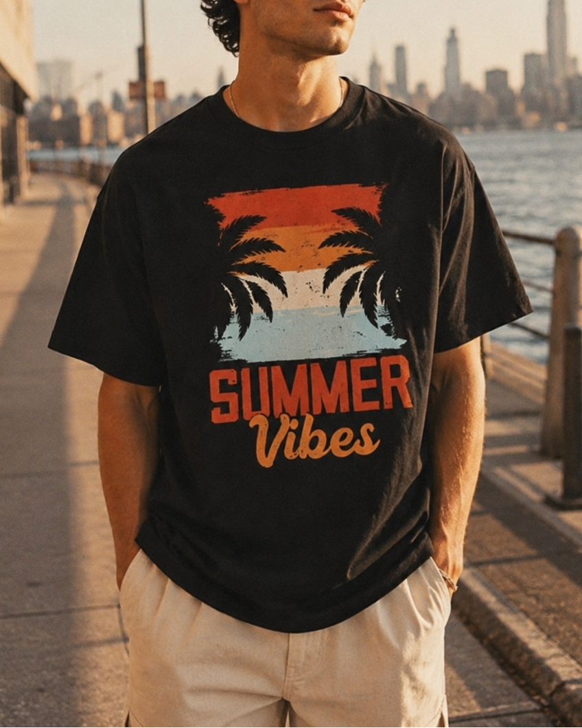Summer Vibes Retro Palm T-Shirt