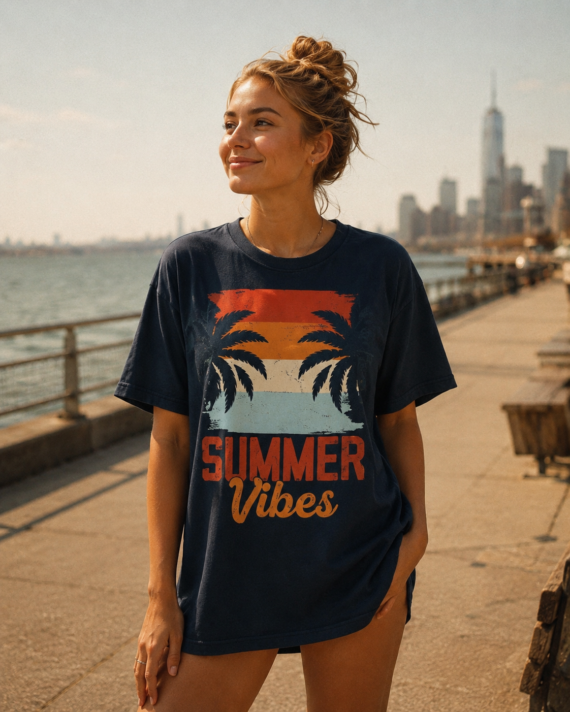 Summer Vibes Retro Palm T-Shirt