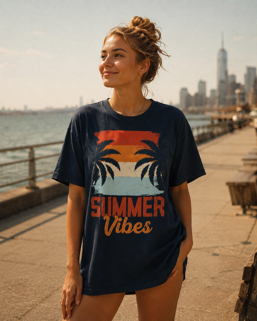 Summer Vibes Retro Palm T-Shirt — image 5 of 5