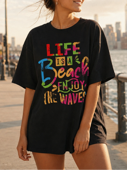Life Is A Beach, Enjoy The Waves T-Shirt thumbnail 1