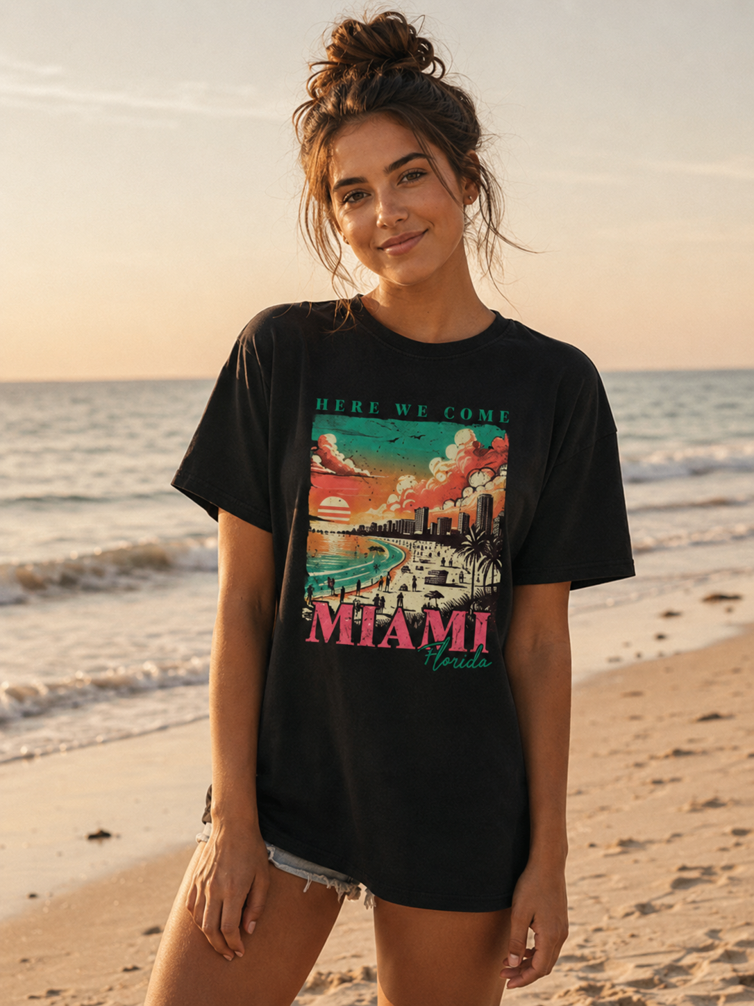 Miami Beach Vintage Sunset T-Shirt
