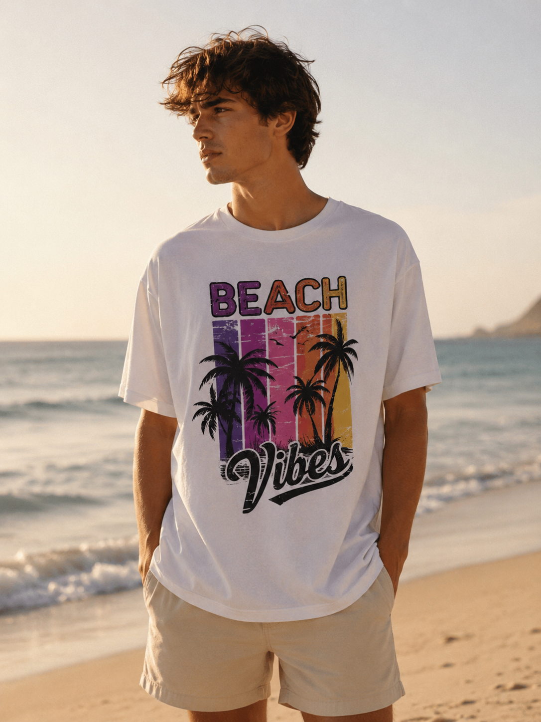 Beach Vibes Retro Palm Tree T-Shirt