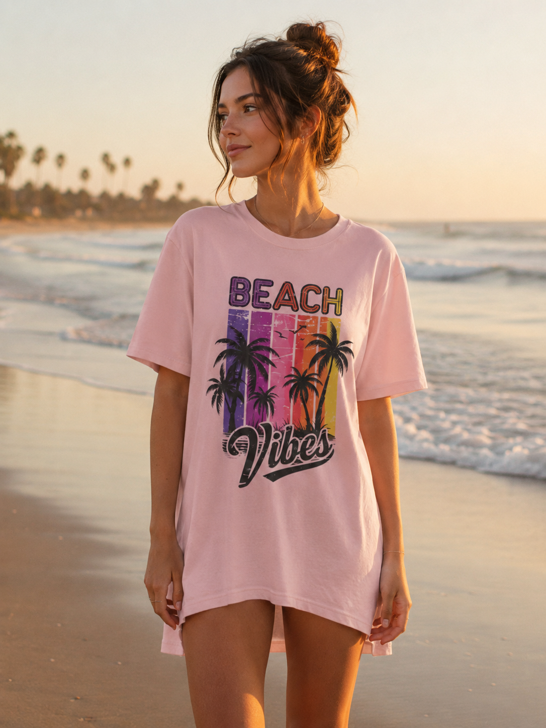 Beach Vibes Retro Palm Tree T-Shirt