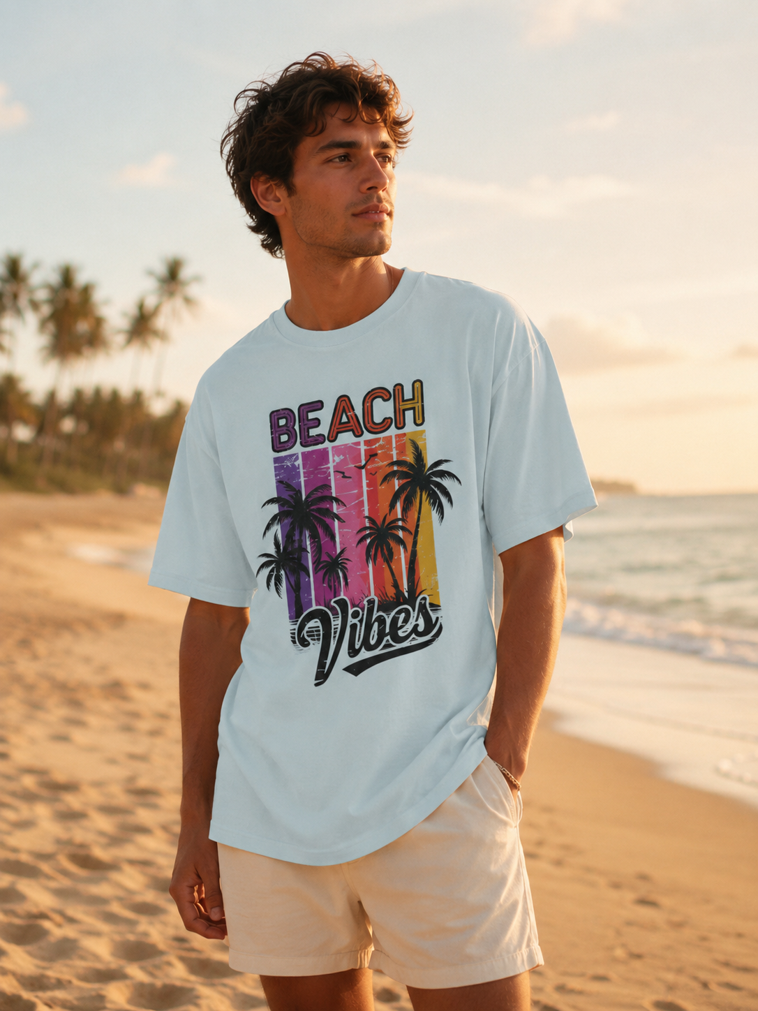 Beach Vibes Retro Palm Tree T-Shirt