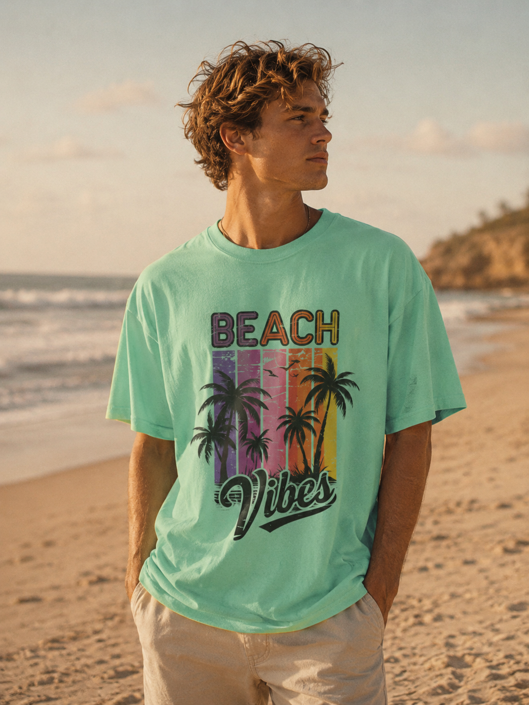 Beach Vibes Retro Palm Tree T-Shirt