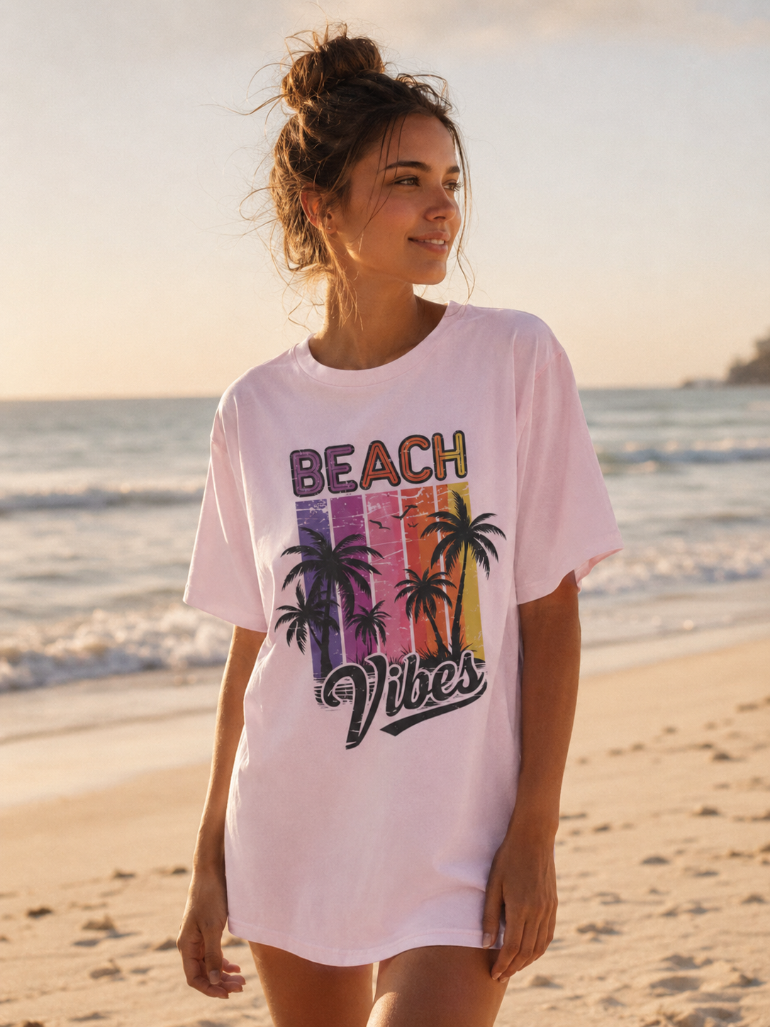Beach Vibes Retro Palm Tree T-Shirt