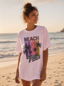 Beach Vibes Retro Palm Tree T-Shirt thumbnail 4