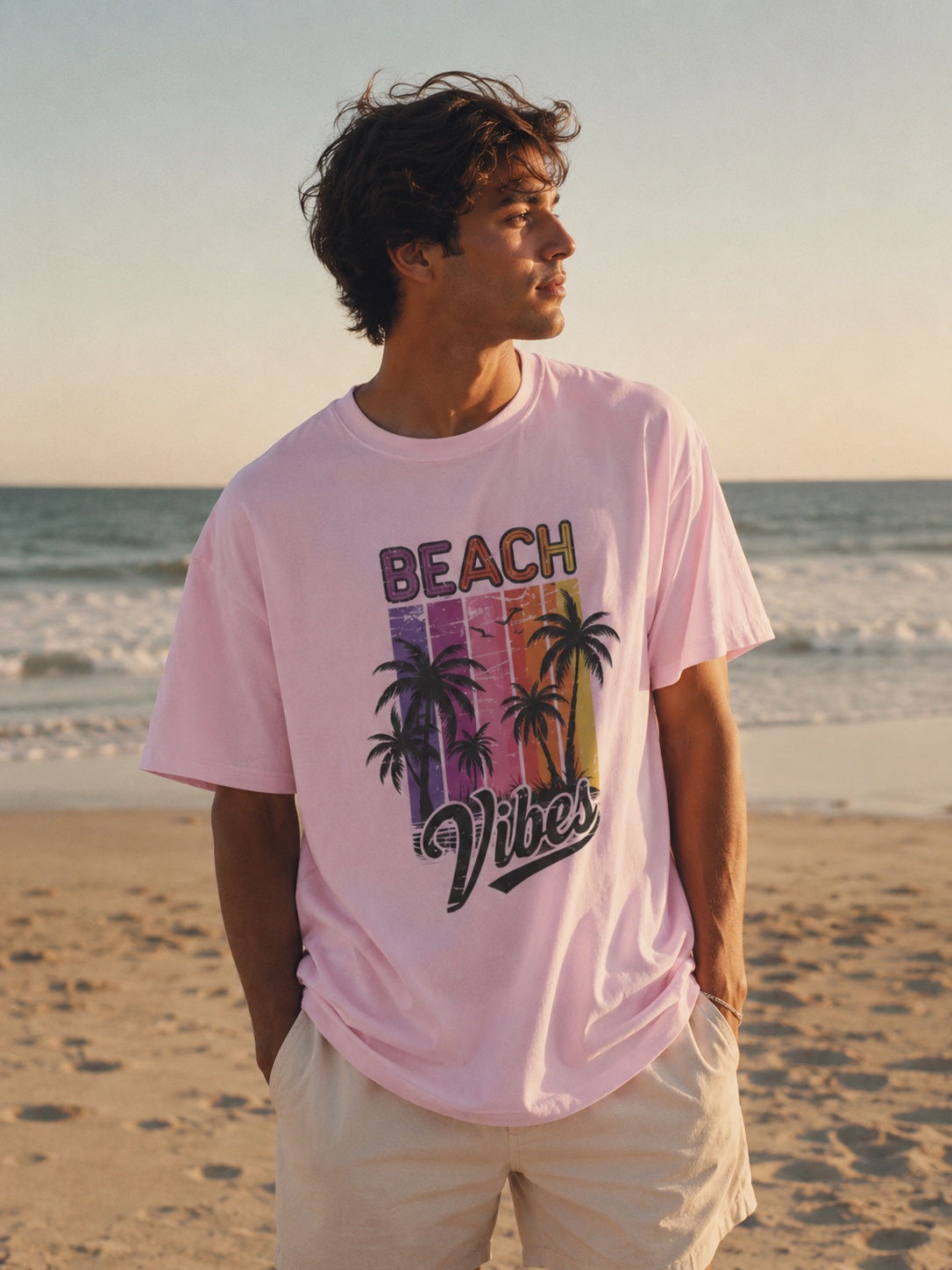 Beach Vibes Retro Palm Tree T-Shirt
