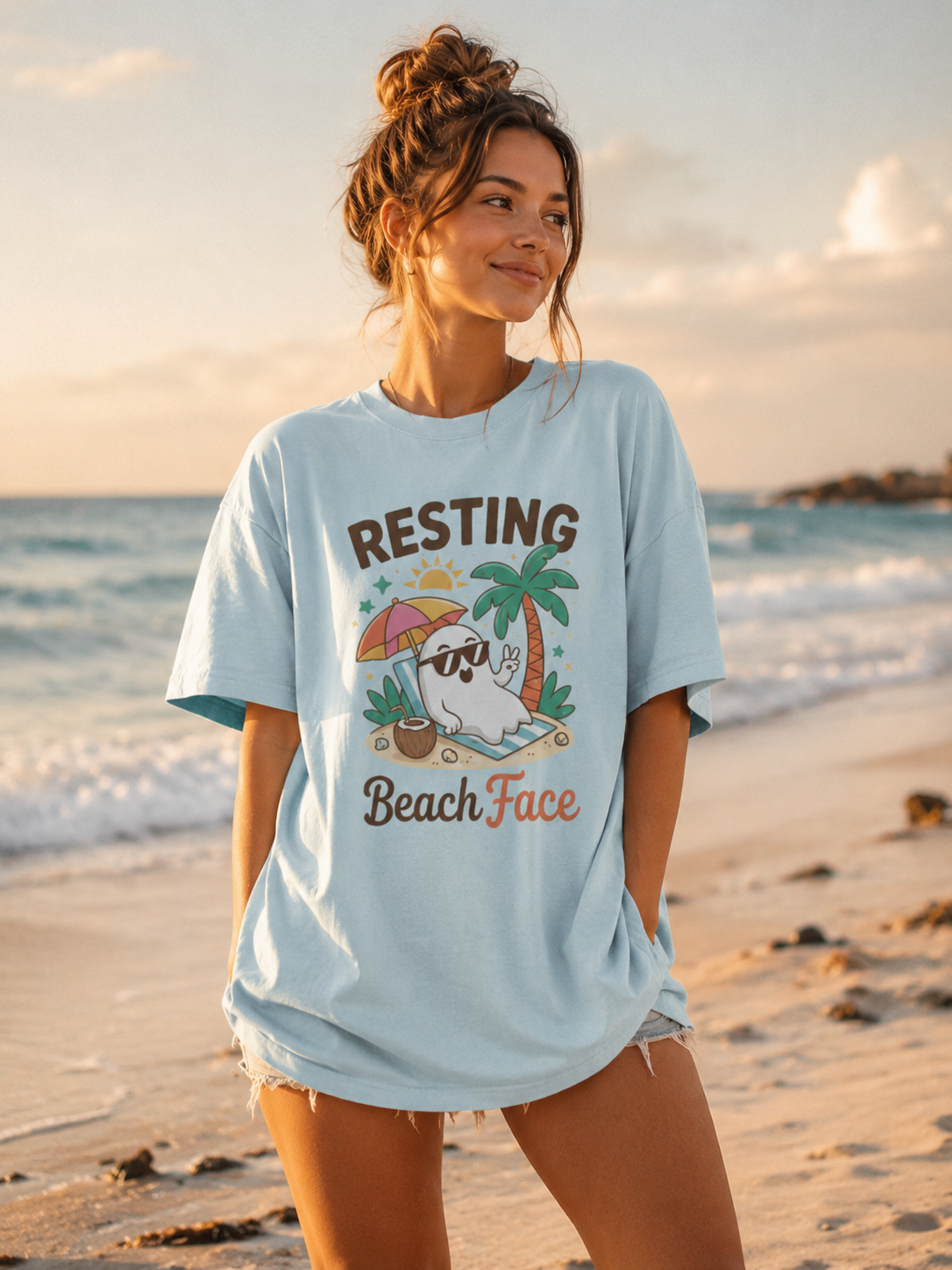 Resting Beach Face Ghost T-Shirt
