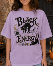 Black Cat Energy Vintage Halloween Cat T-Shirt