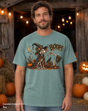 Boop Skeleton Witch Dog Vintage Halloween T-Shirt — Comfort Colors 1717 Bay — male model