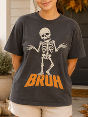 BRUH Shrugging Skeleton Halloween T-Shirt