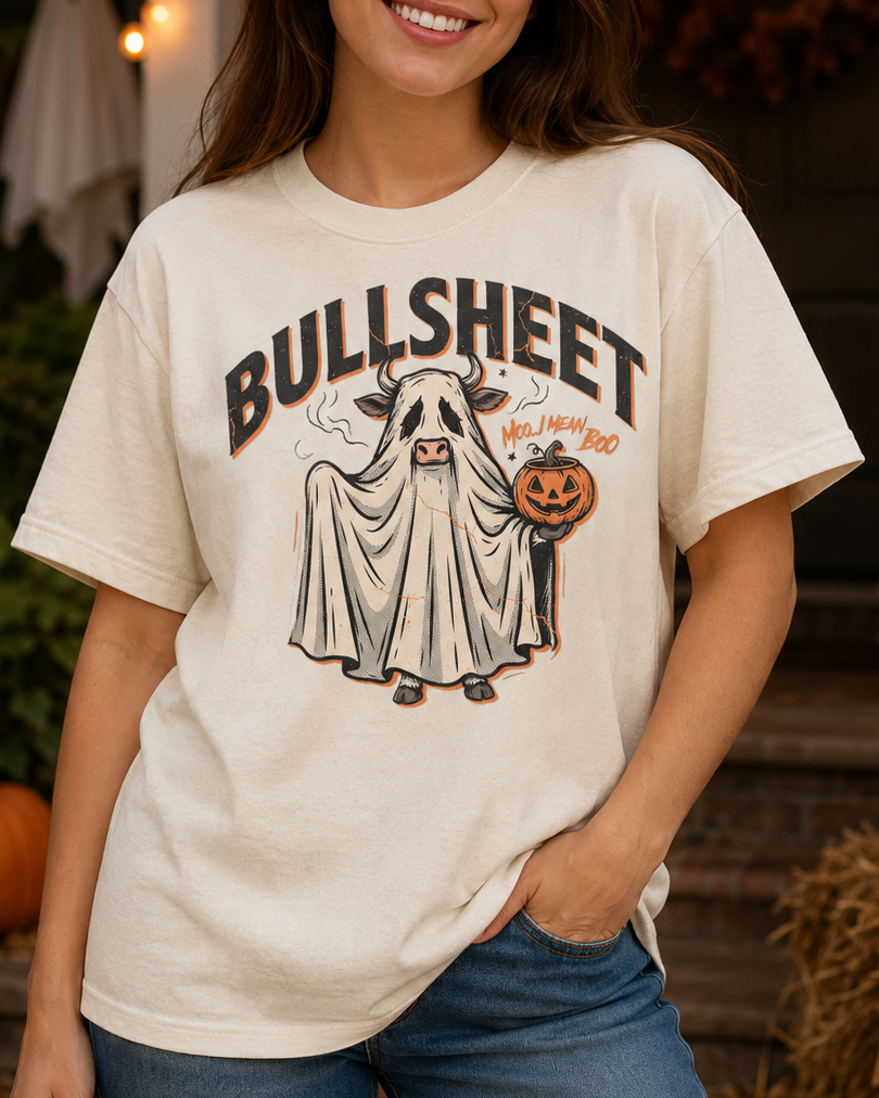 Bullsheet Ghost Cow Funny Halloween T-Shirt