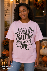 Dear Salem You Missed One Halloween T-Shirt — Gildan 2000 Light Pink - female model