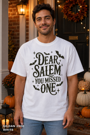 Dear Salem You Missed One Halloween T-Shirt — Gildan 2000 White - male model