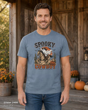 Gildan 2000 — Stone Blue — Male model — Spooky Cowboy T-Shirt