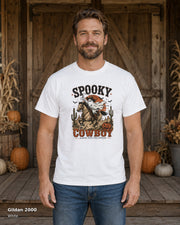 Gildan 2000 — White — Male model — Spooky Cowboy T-Shirt