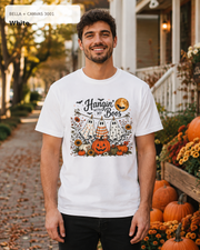Hangin' with My Boos Halloween T-shirt – Bella Canvas 3001 White – male model