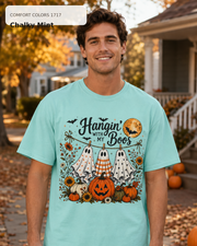 Hangin' with My Boos Halloween T-shirt – Comfort Colors 1717 Chalky Mint – male model