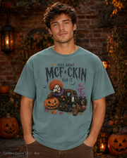 Male model wearing the Comfort Colors 1717 Bay Just About McF*ckin Had It Halloween clown T-shirt
