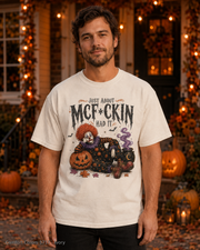 Male model wearing the Comfort Colors 1717 Ivory Just About McF*ckin Had It Halloween clown T-shirt