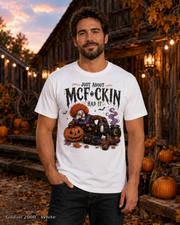 Male model wearing the Gildan 2000 White Just About McF*ckin Had It Halloween clown T-shirt