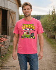 Male model wearing Comfort Colors 1717 Crunchberry When Life Gives You Lemons skeleton Halloween T-shirt, corrected artwork