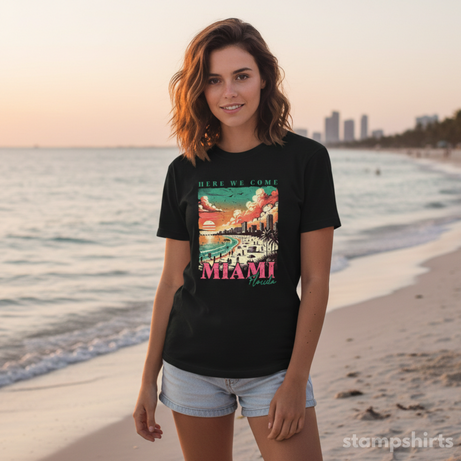 Miami Beach Vintage Sunset T-Shirt
