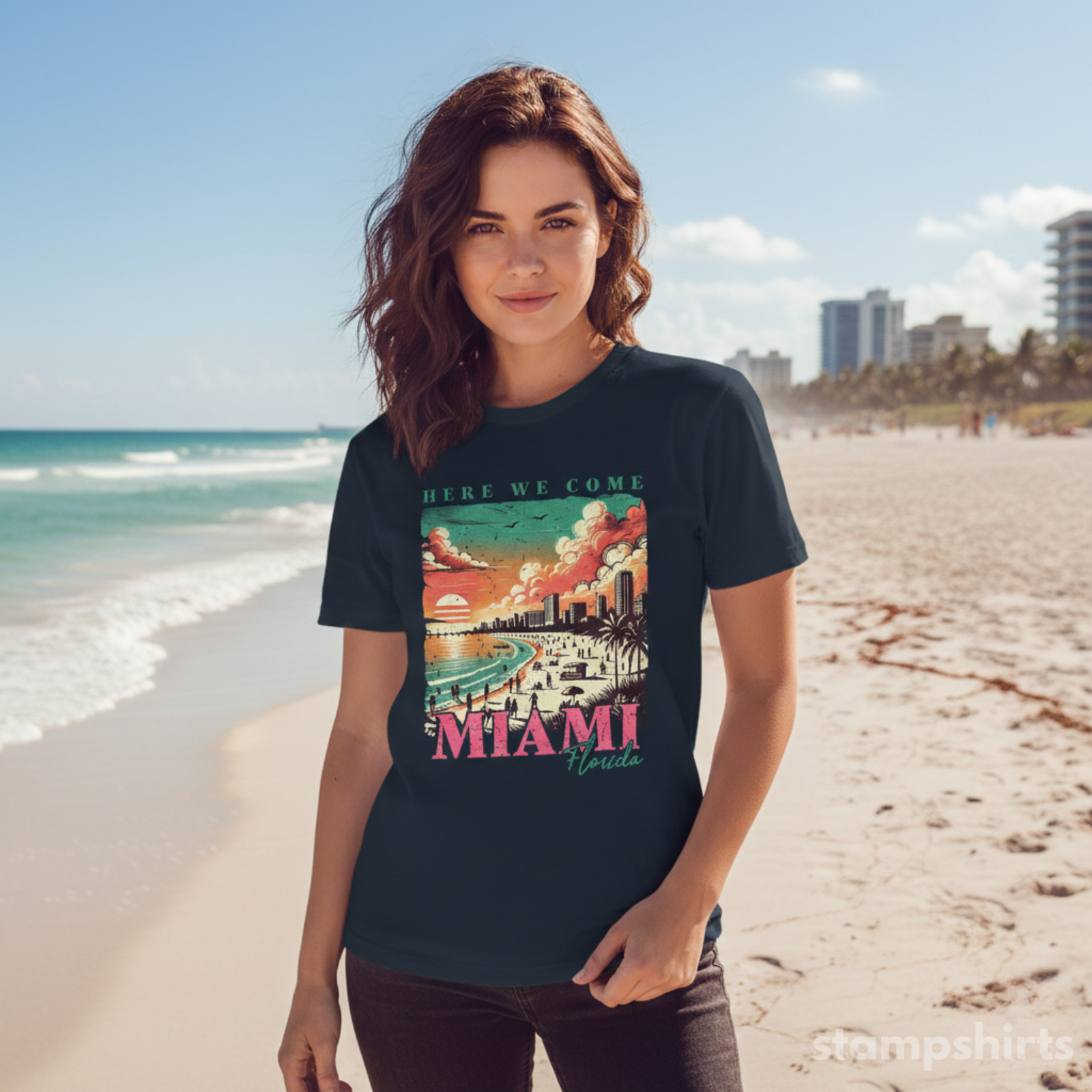 Miami Beach Vintage Sunset T-Shirt