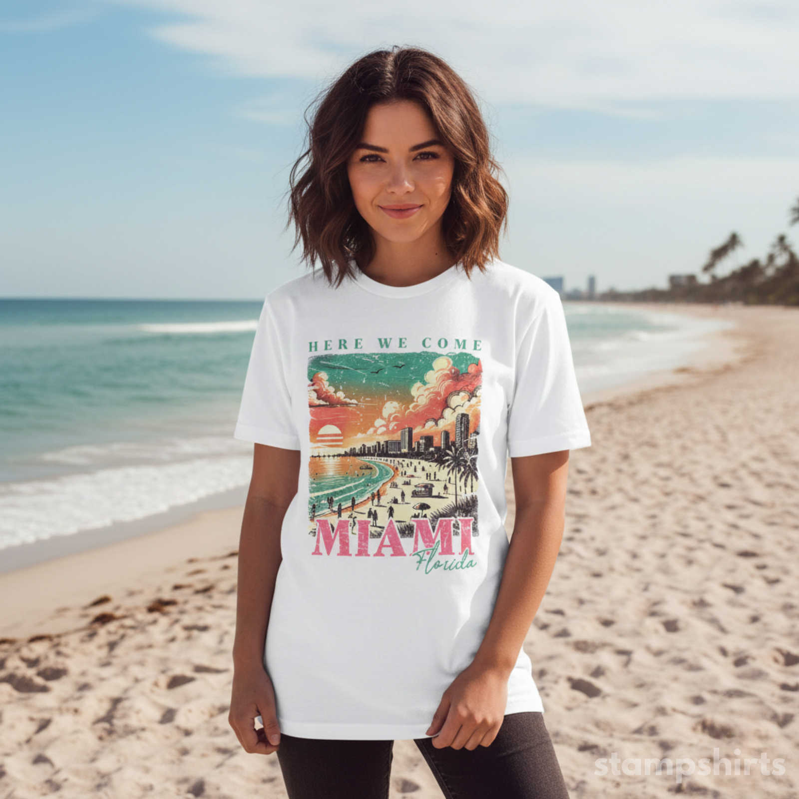 Miami Beach Vintage Sunset T-Shirt