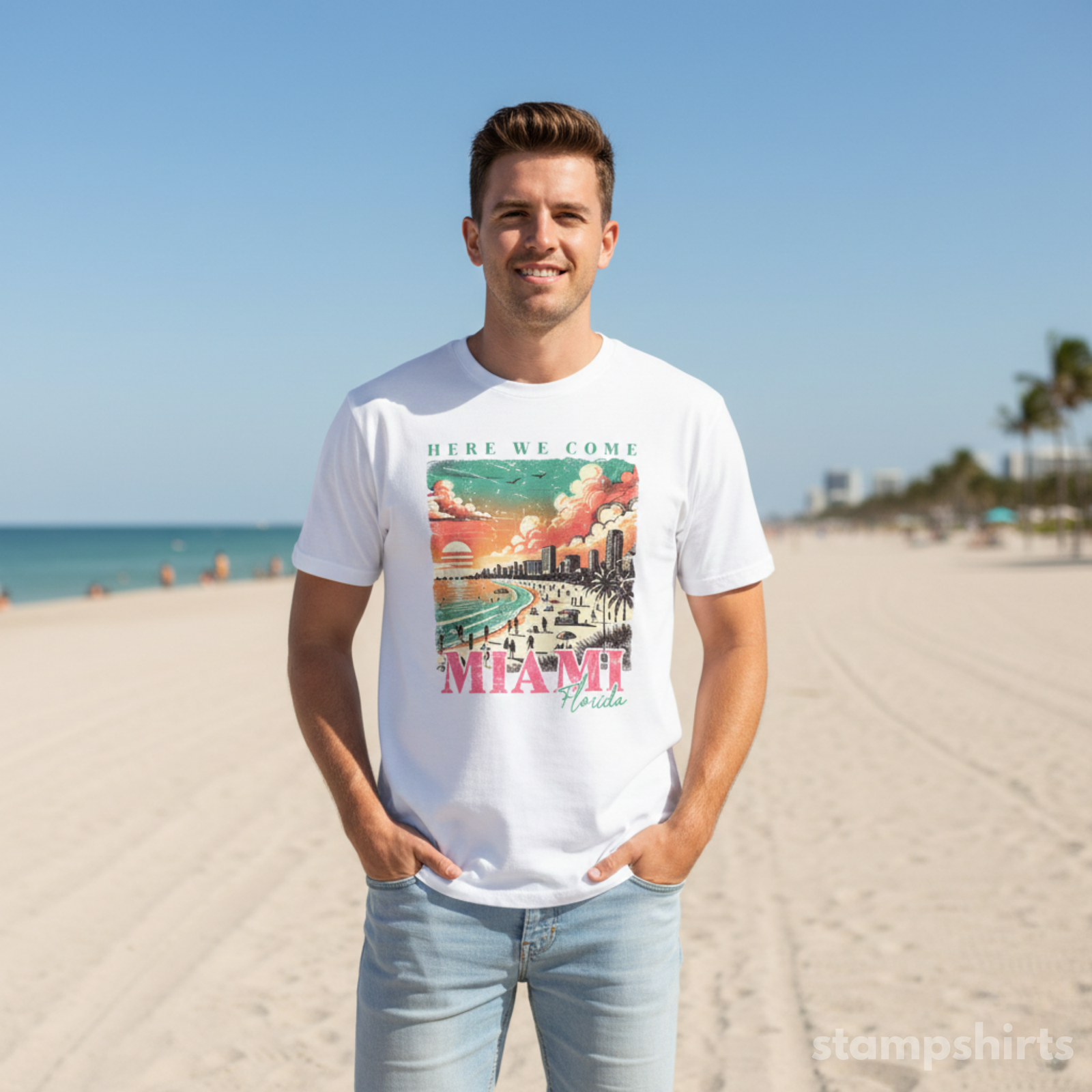 Miami Beach Vintage Sunset T-Shirt