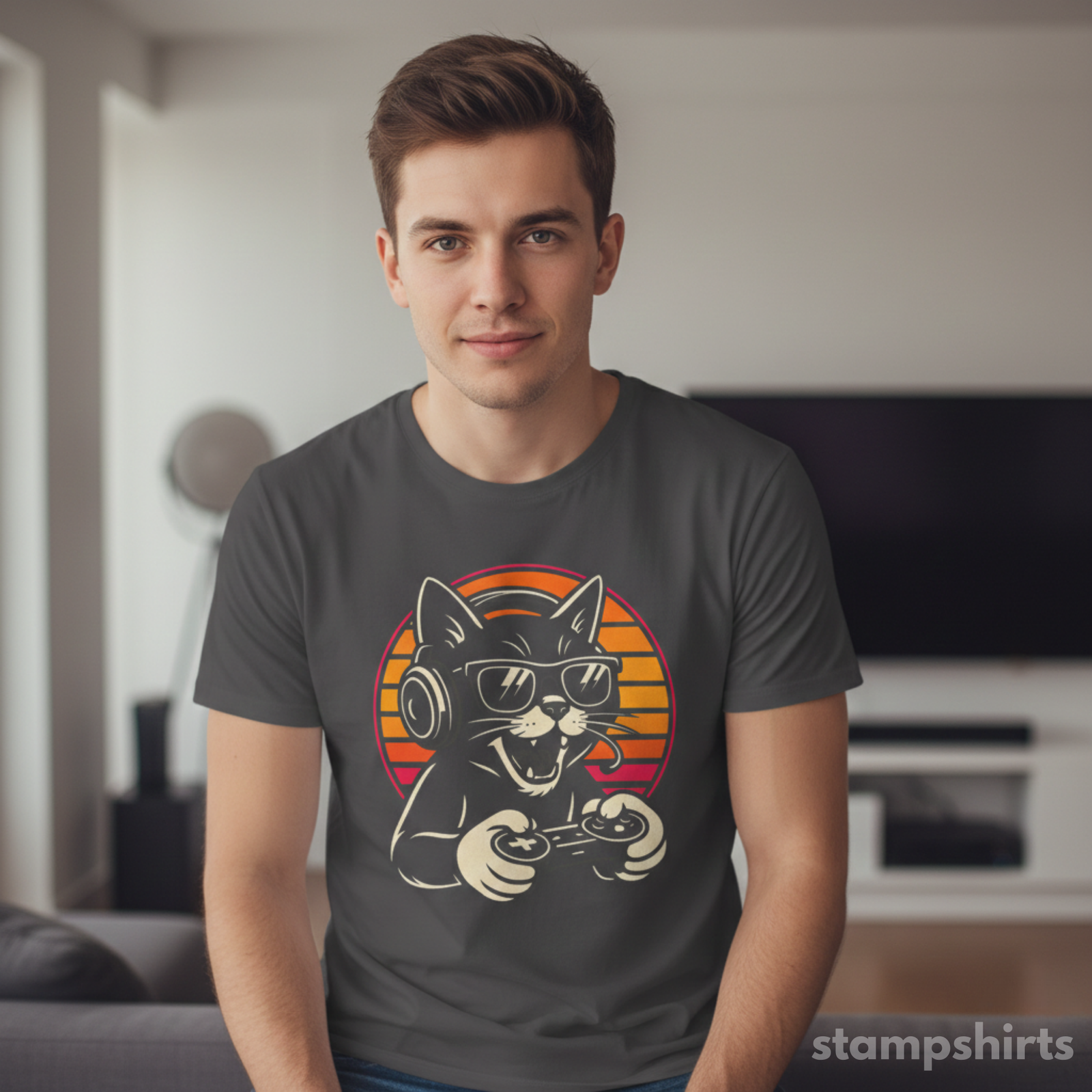 Retro Gamer Cat T-Shirt