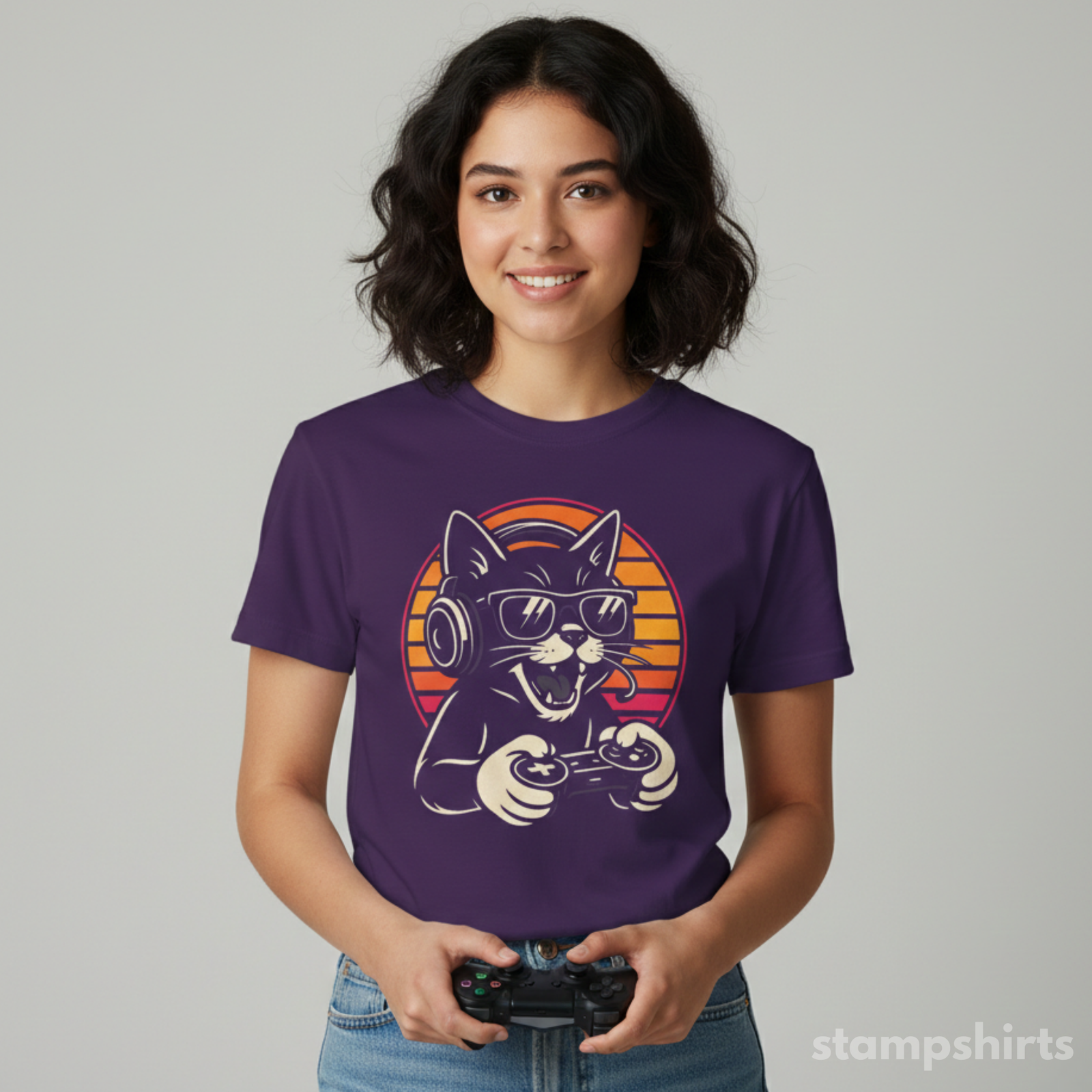 Retro Gamer Cat T-Shirt