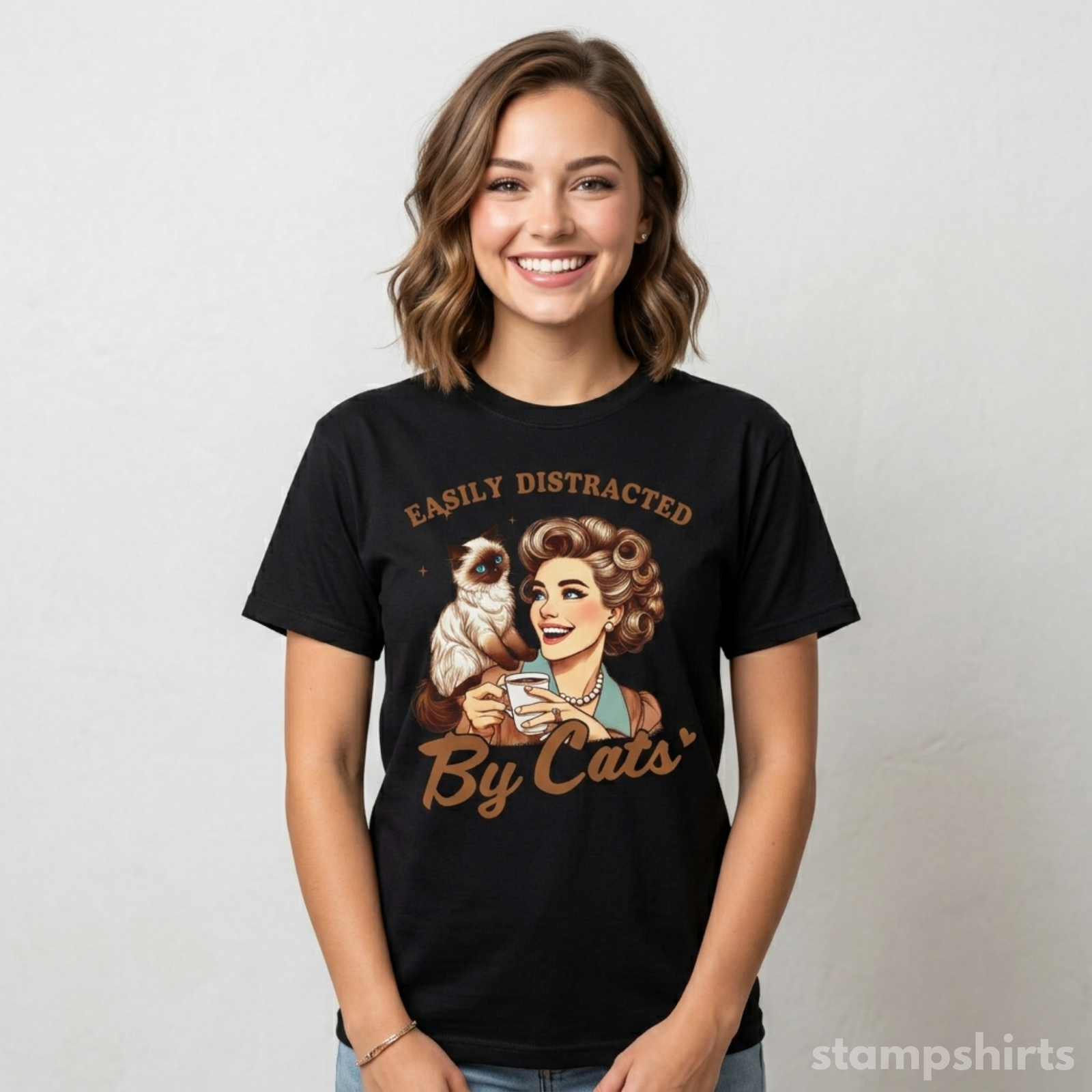 Easily Distracted By Cats T‑Shirt