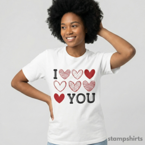 I Love You Heart Pattern T-Shirt