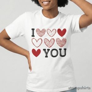 I Love You Heart Pattern T-Shirt