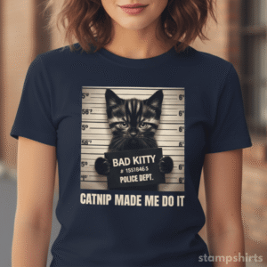 Bad Kitty Mugshot Cat T‑Shirt