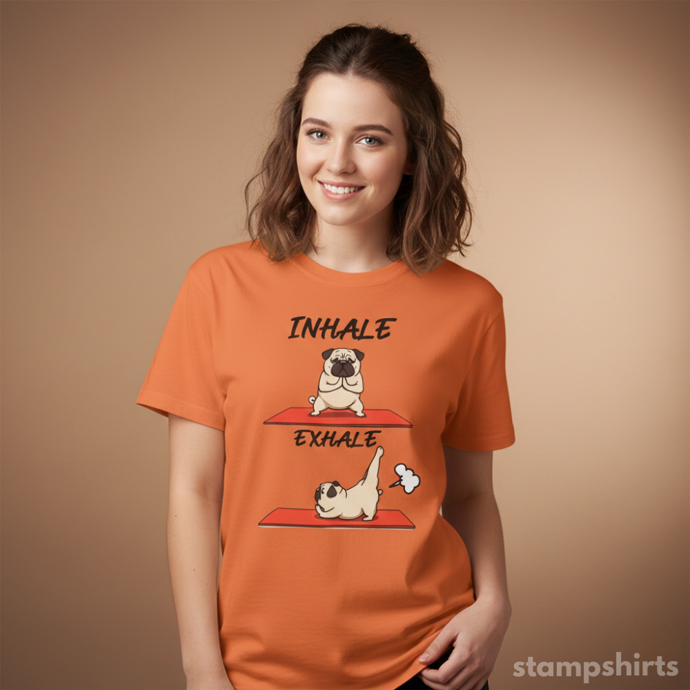 Inhale Exhale Pug Yoga T-Shirt