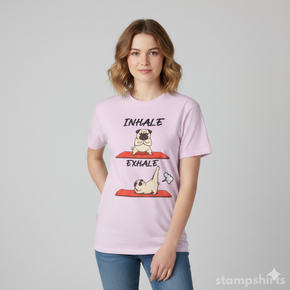 Inhale Exhale Pug Yoga T-Shirt