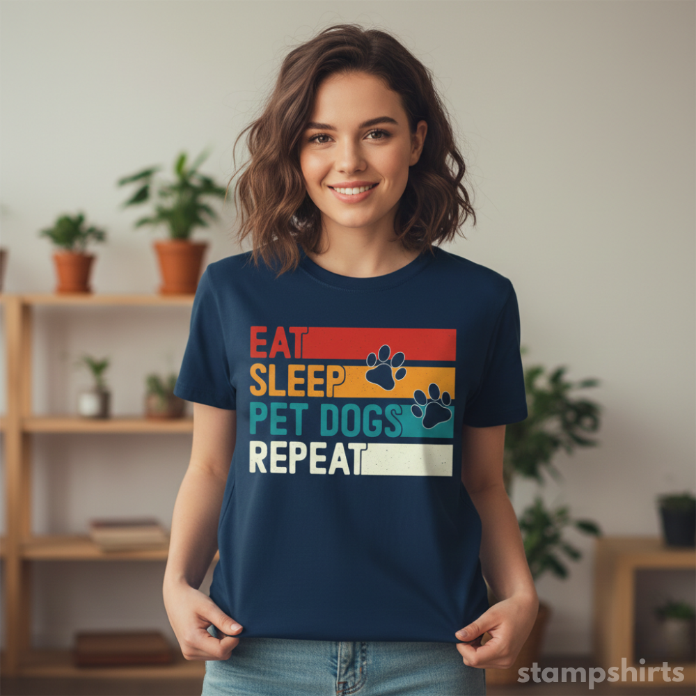 Eat Sleep Pet Dogs Repeat T-Shirt