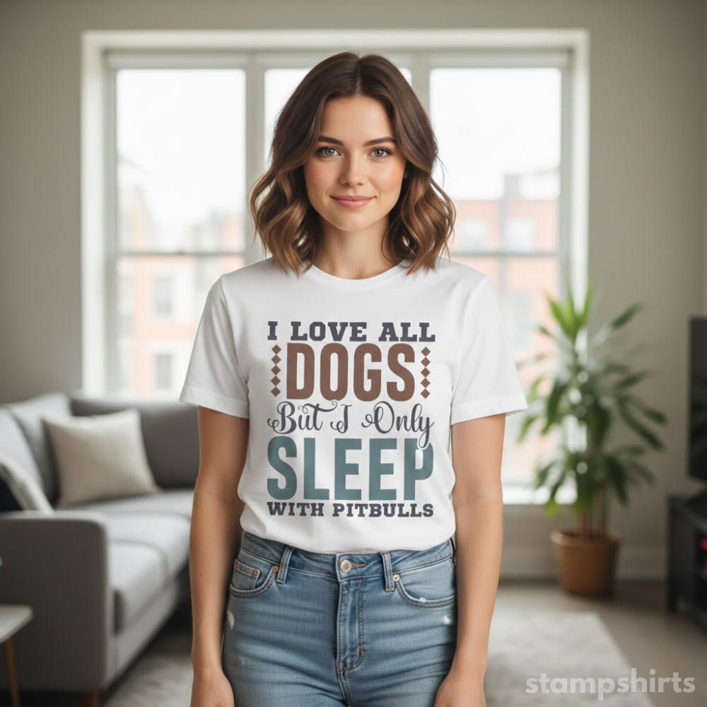 I Love All Dogs But I Only Sleep With Pitbulls T‑Shirt