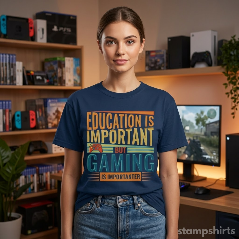 Education Is Important But Gaming Is Importanter T‑Shirt
