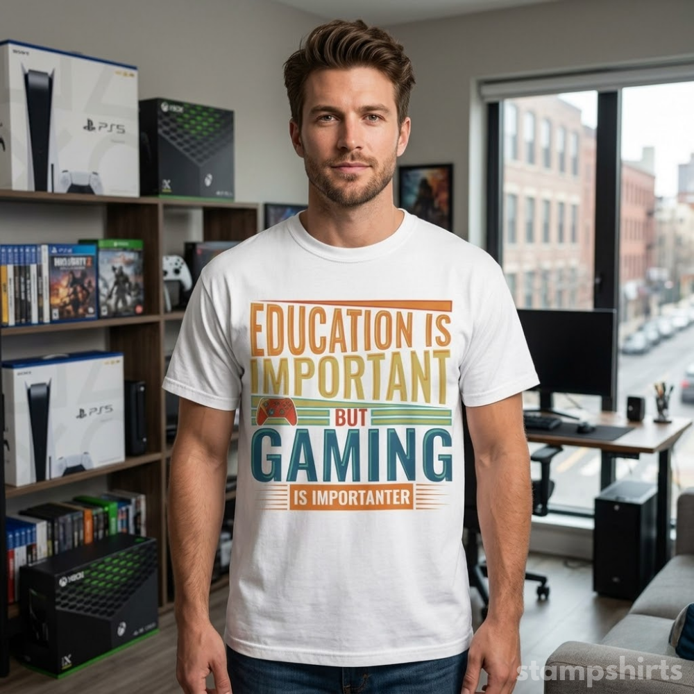 Education Is Important But Gaming Is Importanter T‑Shirt
