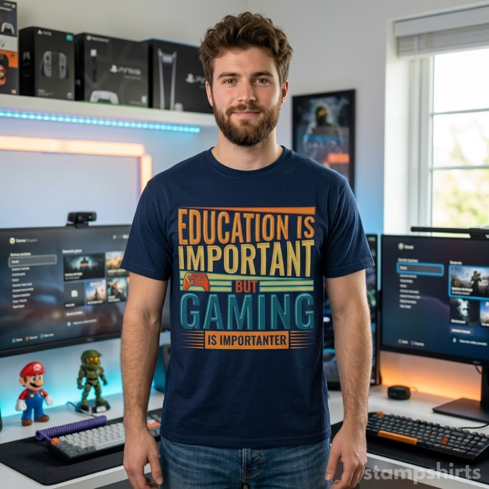 Education Is Important But Gaming Is Importanter T‑Shirt
